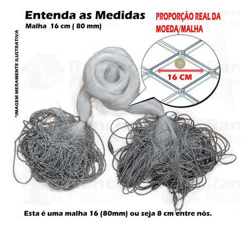 Redinha Pronta 20mts Malha 16cm (80mm) Fio 30 Alt. 1,92m