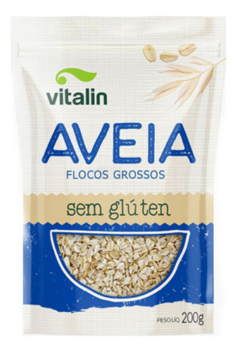 Kit 12x Aveia Flocos Grossos Sem GlĂșten 200g Vitalin