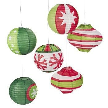 Adorno Fiesta Linternas-rojo/verde/blanco De Papel-(pack Of