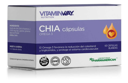 Vitamin Way Aceite De Chia Omega 3 Colesterol 60cap Sabor Sin sabor