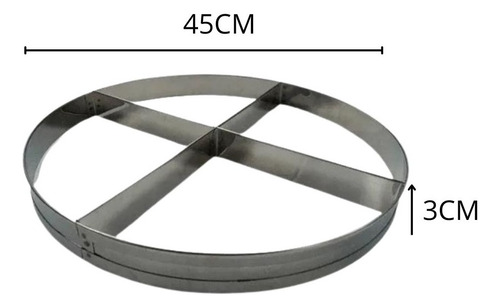 Aro Redondo Modelador De Pizza 45cm Com 4 Divisões Inox
