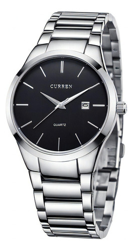 Relojes de cuarzo Curren Classic para hombre, color plata y negro