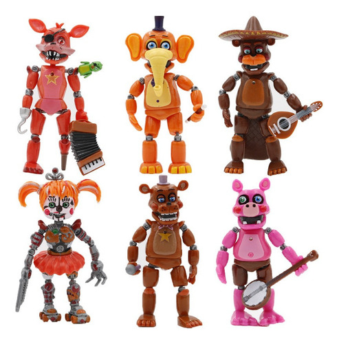 13-15 Cm Cinco Noches En Freddy's 6 Muñecos Flexibles Fnaf