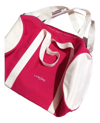 Lancome, Bolso Circular Color Rosado Y Crudo (diámetro 25cm)