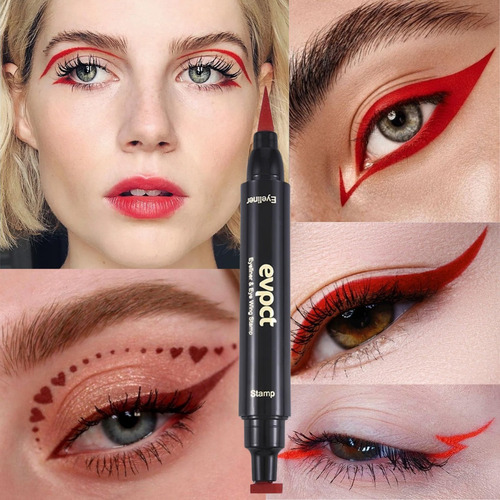 Delineador impermeável indelével Double Seal Cat Eyeliner Color Red