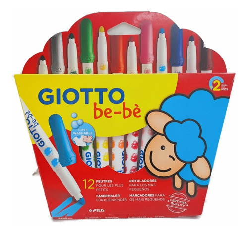 Imagen 1 de 6 de Marcadores De Colores Lavable Giotto Bebe X12