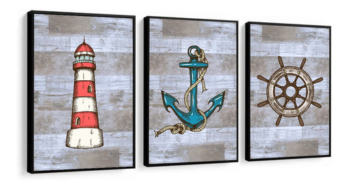 Quadro Decorativo Âncora Marinheiro Barco Mar Navio 32x42