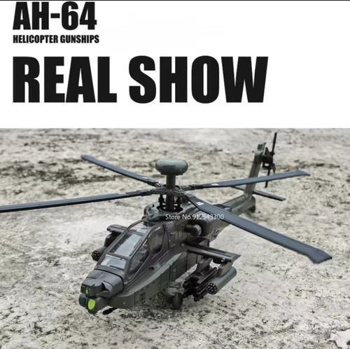 Helicoptero A Escala Boeing Ah-64 Apache Diecast Luz Sonido Ah-64 Apache