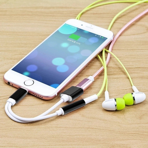 Splitter iPhone Mini Plug 3.5mm Carga Auriculares 7 8 X Xs