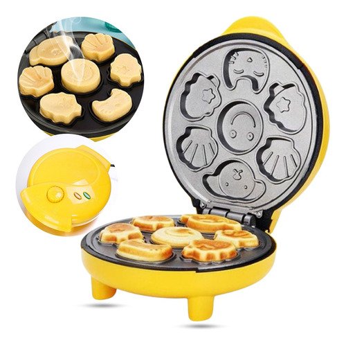 Máquina De Fazer Waffle Bolinho Biscoito Mini Cake Divertida