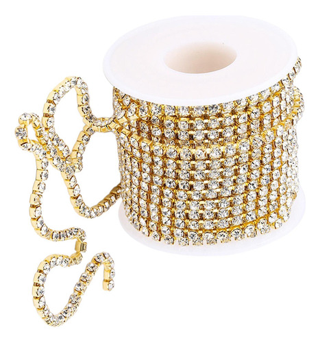 Vestido De Traje De Cadena De Diamantes De Imitación Dorado