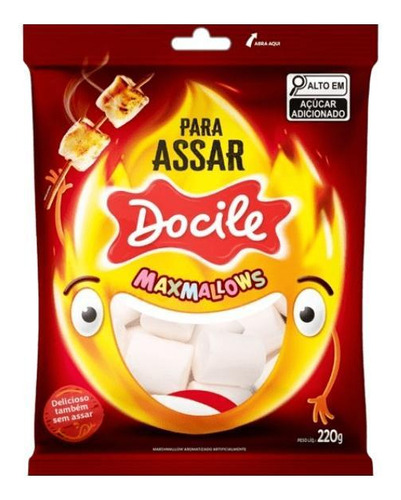 Marshmallows Tubo Branco 220g - Maxmallow Para Assar