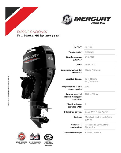 Motor Mercury 40 Elpt Efi 4t Entrega Inmediata!!