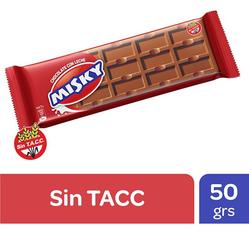 Tableta Chocolate  Misky 50g X 21 Unid. Arcor Sin Tacc  Srj