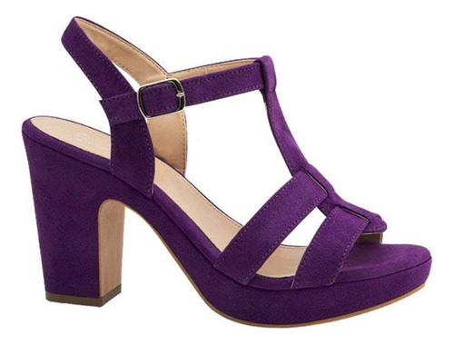 Sandalias Mujer Casual Plataforma Tacón Alto Morado M2873