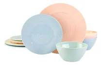 Comprar Juego Vajilla Gibson Home De Melamina Pastel Para 4 Personas