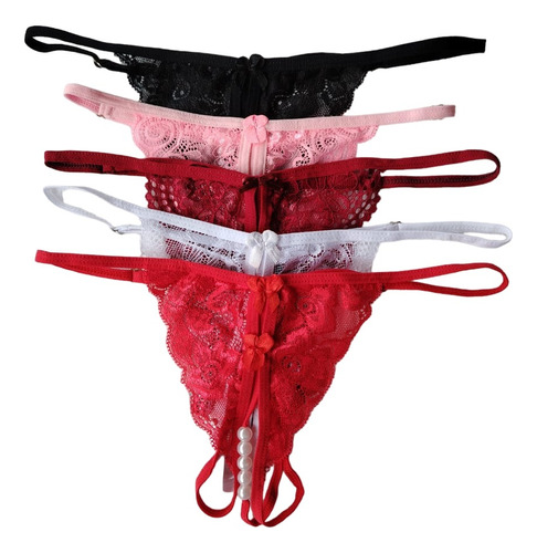 Conjunto De Pantys Eróticos Con Perlas De Mujer En Encaje X5