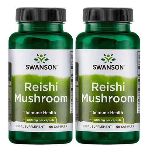 Imagen 1 de 1 de Reishi Mushroom 600mg 60 Caps Swanson Pack 2x Envio Gratis