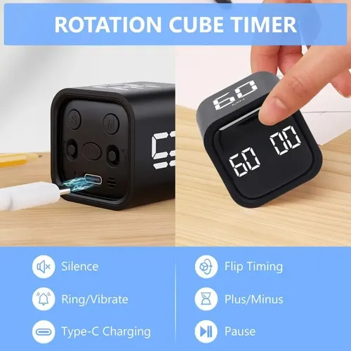 Temporizador De Cubo Digital 5/10/30/60min Pomodoro ,,zx | Frete
