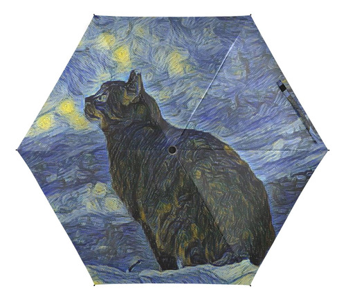 Boenle Van Gogh Black Cat Starry Sky Paraguas De Viaje Para 