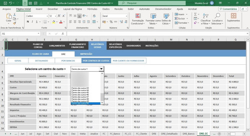Planilha De Controle Financeiro D R E Centro De Custo 4.0