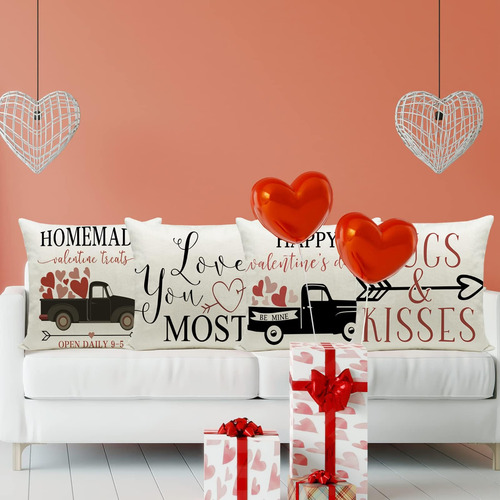 Hlonon Valentines Day Pillow Covers 20 X 20 Pulgadas De 4 -
