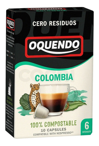 Imagen 1 de 5 de Capsulas Oquendo Cafe Para Nespresso Colombia X 10 Int 6