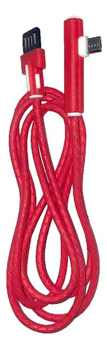 Cable Usb A Micro Usb 120cm 3a Ficha L 90° | Super Reforzado Color Rojo