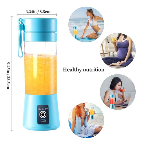 ' Licuadora Portatil Mini Exprimidor Vidrio Extractor Azul