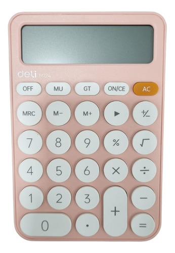 Calculadora Deli Style M124 Escritorio 12 Digitos Color Rosa Claro
