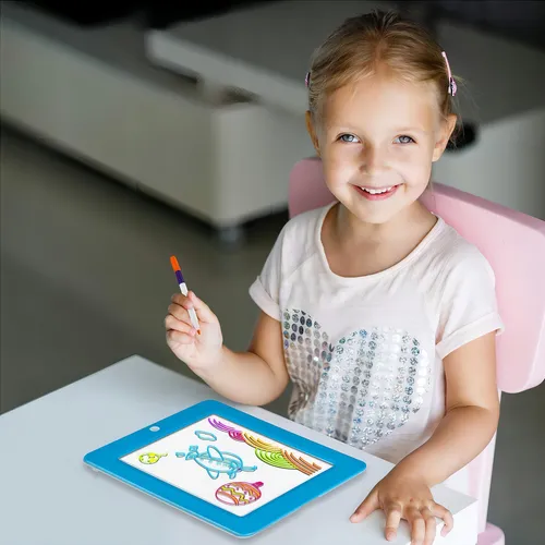 Tableta De Dibujo Con Luz Led Magic Pad Con Marcadores Neon