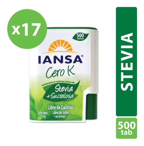 Endulzante Stevia Con Sucralosa 500 Tabletas Pack 17 Un