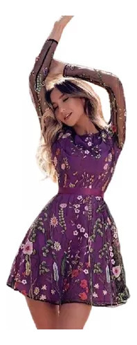 Elegantes Vestidos Bohemios Bordados Florales Para Mujer