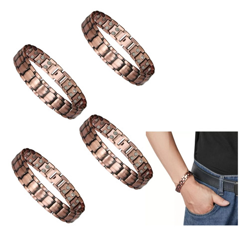4×pulseira De Cobre Puro Reduz A Inflamação