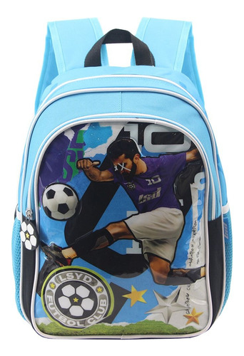 Mochila Escolar Lsyd- 14 - Futbol - Varon - Azulnegroceleste