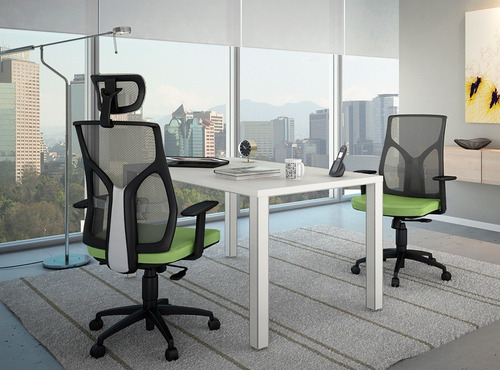 Silla Ejecutiva Mobilarg Cool Ergonomica Con Cabezal Color Tela y Red Gris
