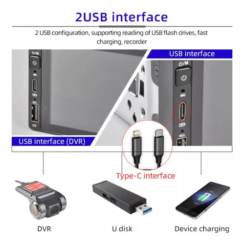 Radio Auto Android Carplay Wifi 2 Din 6.9'' 2 Gb Ram 32 Gb