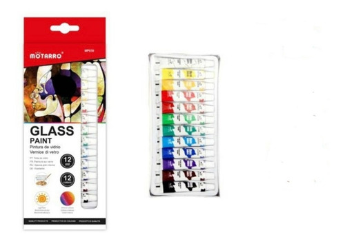Pinturas Vidrios Cristal Profesional Escolar 12 Colores 12ml