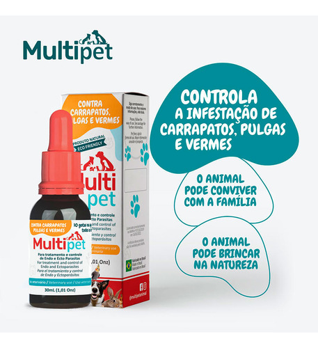 Multipet Contra Pulgas E Carrapatos 30ml + Bandana Para Pet Cor Bandana Vermelha