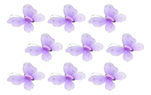 30 Mariposas Con Purpurina De Malla Con Alambre Con Gema Art