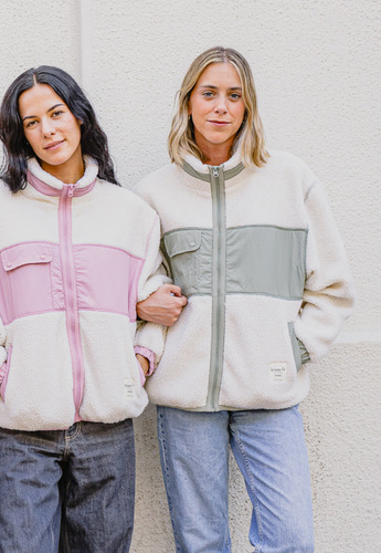Polar Mujer Sherpa Verde Cierre Completo Wappy