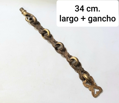 Imagen 1 de 5 de Cadena De Bronce 34 Cm. + Gancho P/lamparas De Techo Vintage