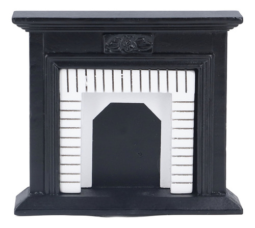 Chimenea Dollhouse 1:12 Retro De Abedul Blanco Y Negro
