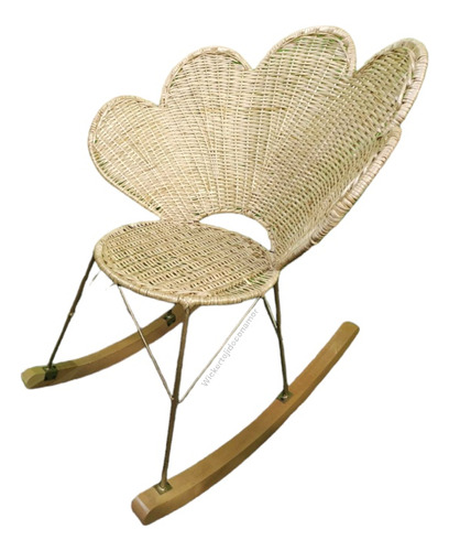 Silla Mecedora Flor En Mimbre Natural Wicker Artesanal 