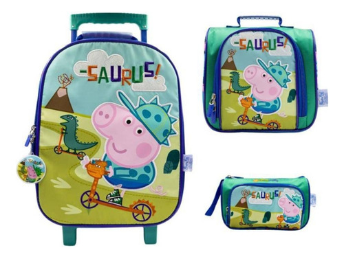 Pack Maleta Ruedas George Pig Peppa Nido Lonchera Cartuchera