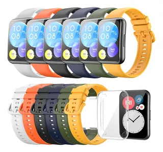 6 Pulseiras E Case Capa Pelicula Para Huawei Watch Fit 2