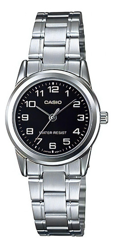 Reloj Para Mujer Casio Ltp_v001d_1b Plateado Color del fondo Negro