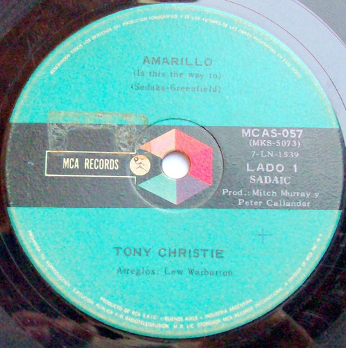 Tony Christie - Amarillo / El Amor Es Un Amigo Vinilo Simple