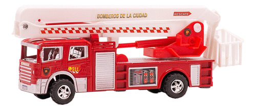 Camion De Bomberos A Friccion Grua Escalera 18 Cm Autobomba