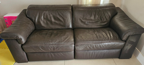 Sofa Natuzzi Retrátil E Reclinável Elétrico 2 Módulos 110v Marrom-escuro Liso (Usado)